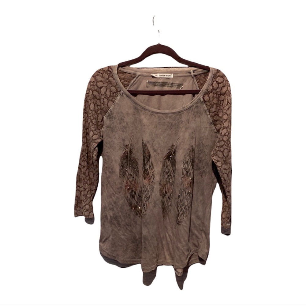 💜💜 Maurices Lacey Sleeved Tee-Shirt Light Rose Color Size 0